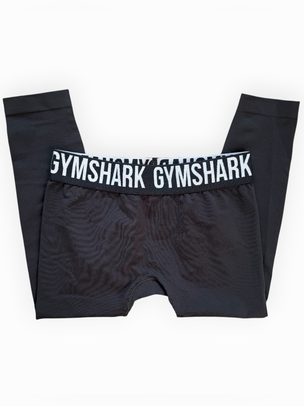 Gymshark Fit Seamless Cropped Leggings Black spell Out Logo Elastic Waistband S
